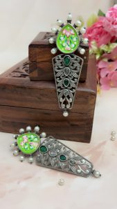 Meena Oxidised Silver Replica Earrings for Women | Ethnic & Party Wear | C-408