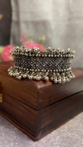 Oxidised silver bracelet for women boho statement kada tribal jewellery adjustable | C-415