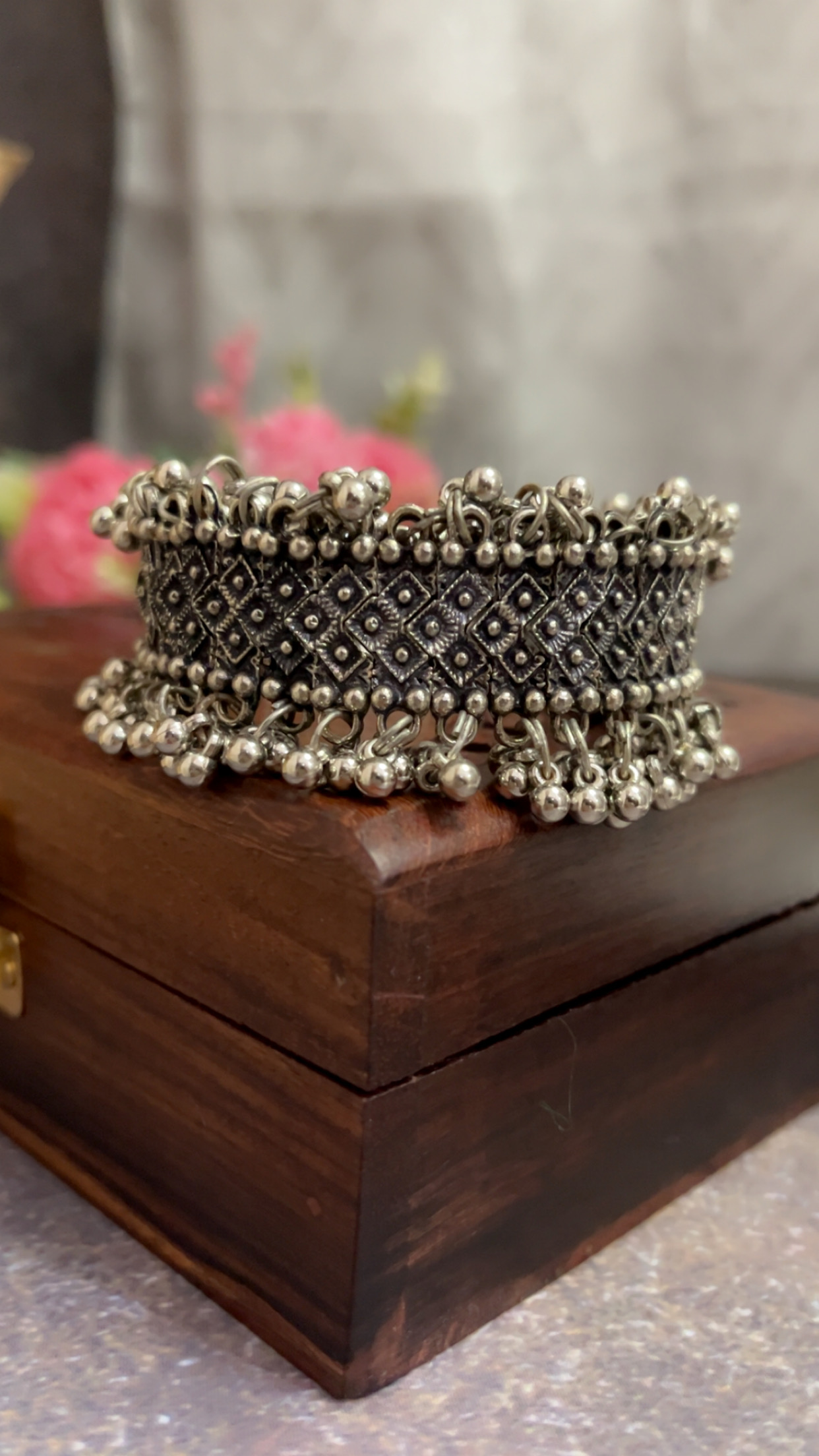 IMG_1515 Oxidised silver bracelet for women boho statement kada tribal jewellery adjustable | C-415 - Image 1