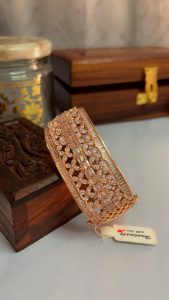 Rose Gold Openable Bracelet for Women | Elegant CZ Crystal Bangle | Premium Fashion Jewellery | C -404