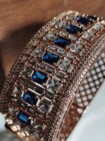 Rose Gold Openable Royal Blue Bracelet for Women | Elegant CZ Crystal Bangle | Premium Fashion Jewellery | C -405 - Image 3