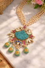 Turquoise Pachi kundan Set for Wedding look  238 - Image 3