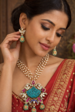 Turquoise Pachi kundan Set for Wedding look  238