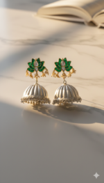 JIVA SILVER LOOK ALIKE KUNDAN JHUMKA