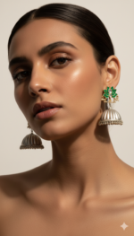 JIVA SILVER LOOK ALIKE KUNDAN JHUMKA - Image 2