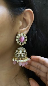 Zara Mossanite  polki jhumka  - Image 2