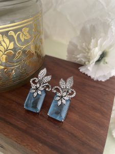 Ocean blue dublet cz stud earrings | light weight earrings