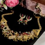 Pachi Kundan Charms Gold Look Bridal Necklace Set with Matching Earrings | Heritage Wedding Jewellery | C-368 - Image 4