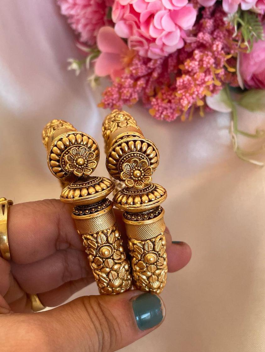 IMG_20240104_225045_592 Royal Antique Gold finish Openable bangles|Wedding Bangles for Women | C -398 - Image 1