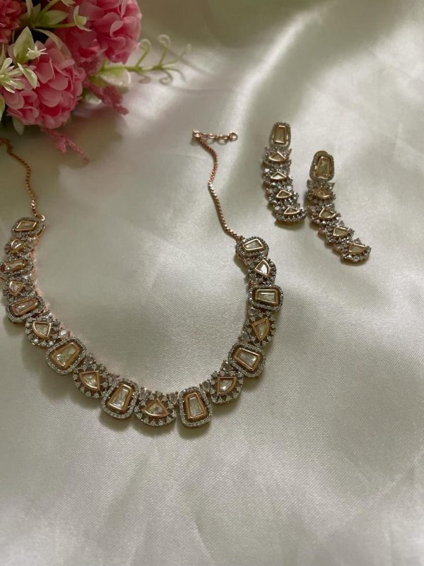Mansi Polki Rose gold necklace  - Image 3
