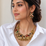 Pachi Kundan Charms Gold Look Bridal Necklace Set with Matching Earrings | Heritage Wedding Jewellery | C-368