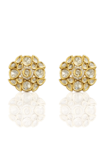 Premium Carat Plated Polki Kundan Floral Stud Earrings | Long Lasting Finish | Designer Ethnic Earrings | C -396 - Image 2