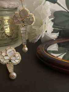 Exquisite Mother of Pearl & Kundan Drop Earrings | Gold-Plated Statement Jewelry - Image 3