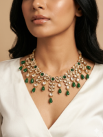 Vaani Emerald Green Polki Necklace 💫 Statement jewellery | C - 349 - Image 2