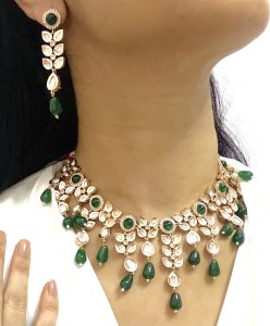Vaani green polki necklace - Image 4