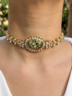 Handcrafted Meenakari Kundan Necklace Set with Earrings | Antique Gold Ethnic Jewellery C -336 - Image 2