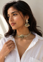 Handcrafted Meenakari Kundan Necklace Set with Earrings | Antique Gold Ethnic Jewellery C -336