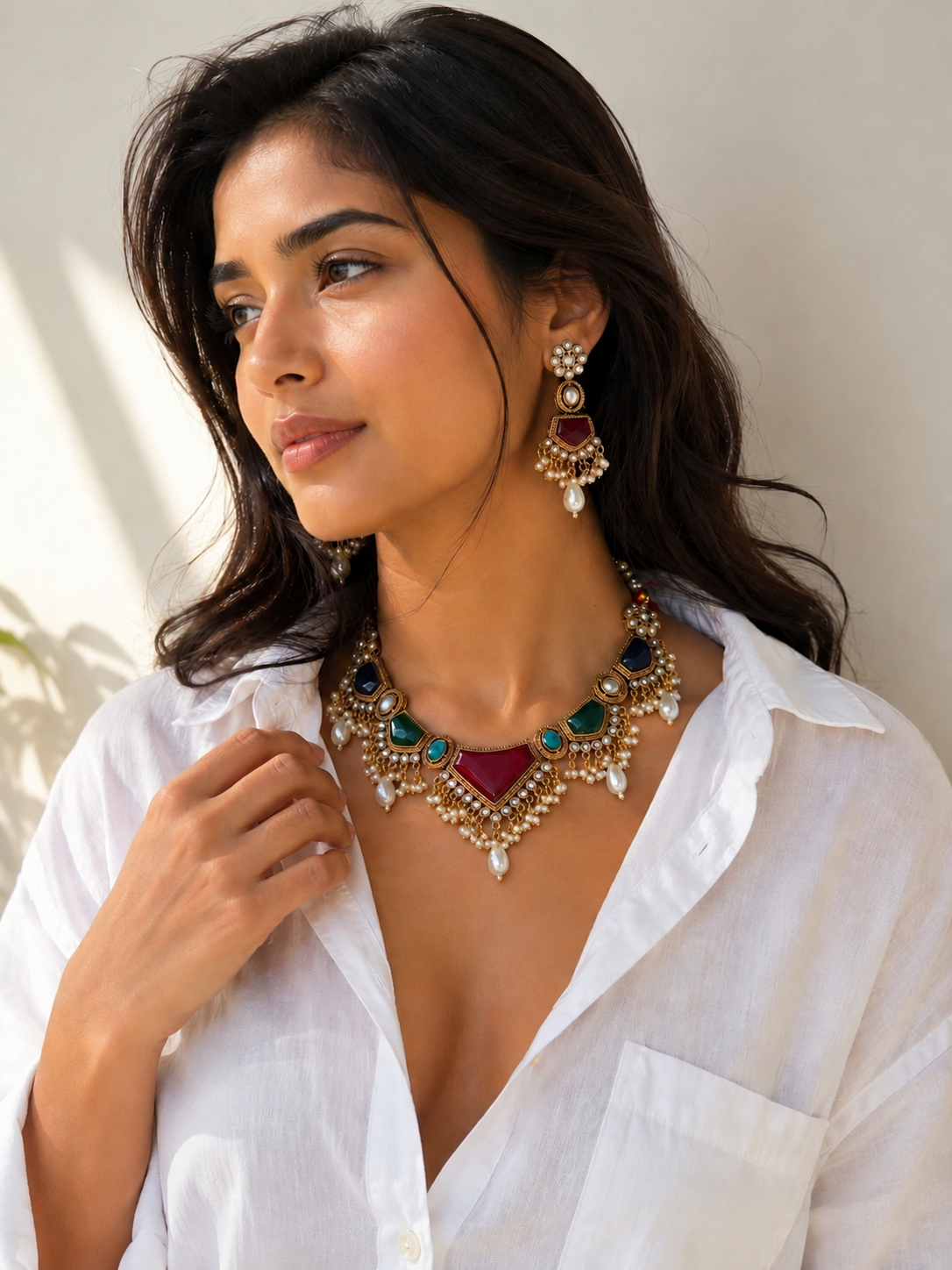 file_0000000003d87206b0ffe01b1f965a4e Multi Colour Wedding Special Necklace for women ✨ C- 334 - Image 1