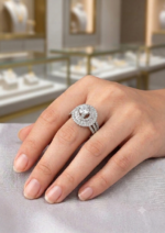 Luxury Silver-Tone Multi Layer Statement Ring | American Diamond Cocktail Ring for Women C -326