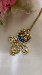 Handmade kundan Royal Goldplated pendent - Image 2