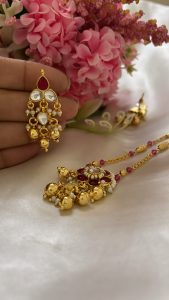 Pachi kundan gold plated Pendent set|Indian jewellery C-321 - Image 3