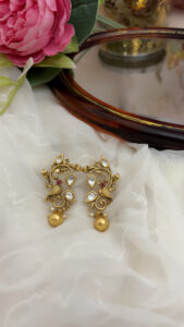 RAJWADA KUNDAN POLKI TRADITIONAL EARRINGS - Image 3