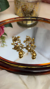 RAJWADA KUNDAN POLKI TRADITIONAL EARRINGS - Image 4