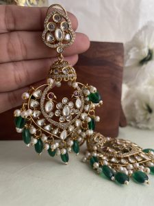 Maharani green jhumka - Image 3