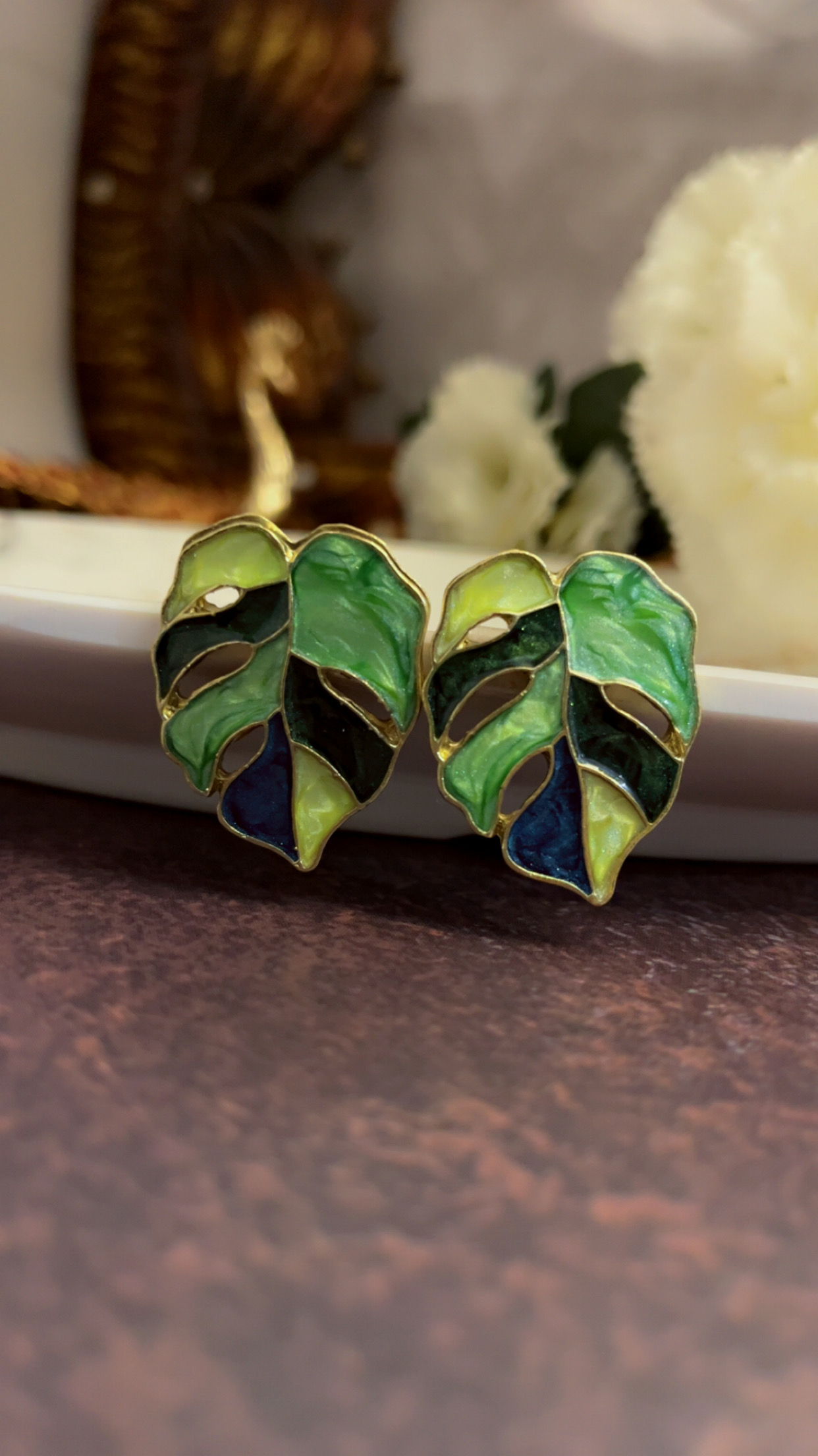 IMG_0619 Green Leaf Earrings - Image 1