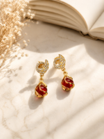 Dhruvi Red Golden polish Western Elegant Earrings For women C -304 - Image 2