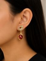 Dhruvi Red Golden polish Western Elegant Earrings For women C -304