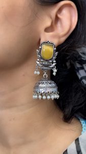 Yellow Bloom Jhumka - Image 2