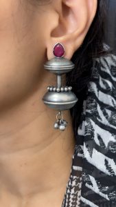 UPASANA MAROON OXIDISED EARRINGS - Image 2