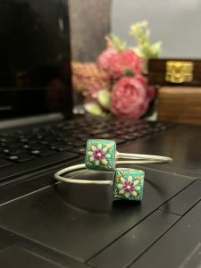 Enamel Floral Square Adjustable Bracelet