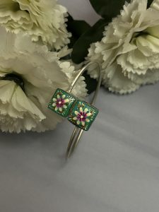 Enamel Floral Square Adjustable Bracelet - Image 2