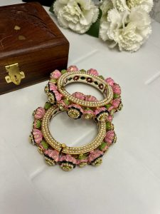 Jaipuri Hand-painted Meena Kundan Kada | Festive Wear for women C-275