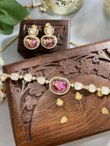Luxury Ruby Moissanite  kundan Necklace| Timeless Gold Plated Jewellery C-262 - Image 2