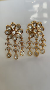 Mihira kundan polki carat plating Layer earrings| Traditional Style Code-260 - Image 2