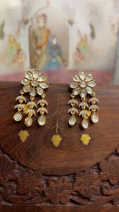 Mihira kundan polki carat plating Layer earrings| Traditional Style Code-260 - Image 4
