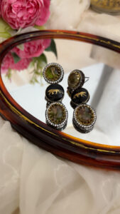 HERITAGE BOTTON PARTY WEAR OLIVE GREEN EARRINGS code 251