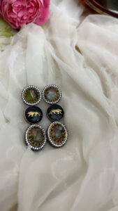 HERITAGE BOTTON PARTY WEAR OLIVE GREEN EARRINGS code 251 - Image 2