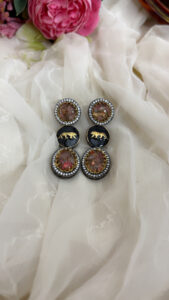 HERITAGE PARTY WEAR PINK EARRINGS Code 250 - Image 2