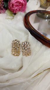 Mihira kundan polki carat plating Layer earrings| Traditional Style Code-260