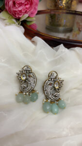 ANTIQUE POLKI KUNDAN EARRINGS WITH SEMIPRECIOUS STONE Code 252