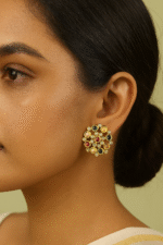 Kasturi Gold Look Navratna Studs Party wear - Image 4