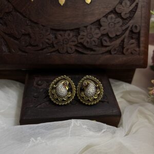 Kalindi Antique Peacock Design Gold Plated  party wear Earrings