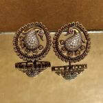Kalindi Antique Peacock Design Gold Plated  party wear Earrings - Image 3
