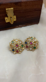 Kasturi Gold Look Navratna Studs Party wear