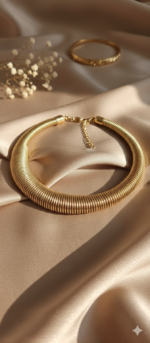 Gold  look Indo Western Statement Halsli Necklace | C-242 - Image 2
