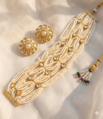 Luxury Kundan Choker Set with Pearl Strands & Studs - Image 2